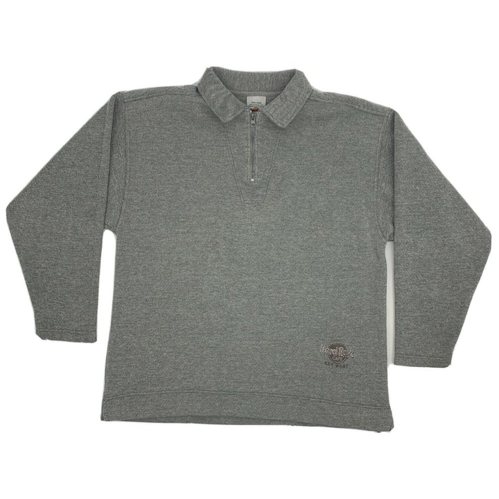 Men's Hard Rock Cafe Key West 1/4 Zip Pullover‎ Sweater Gray Size L